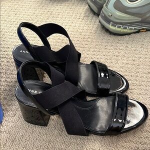 Anne Klein Black Chunky Block Heels